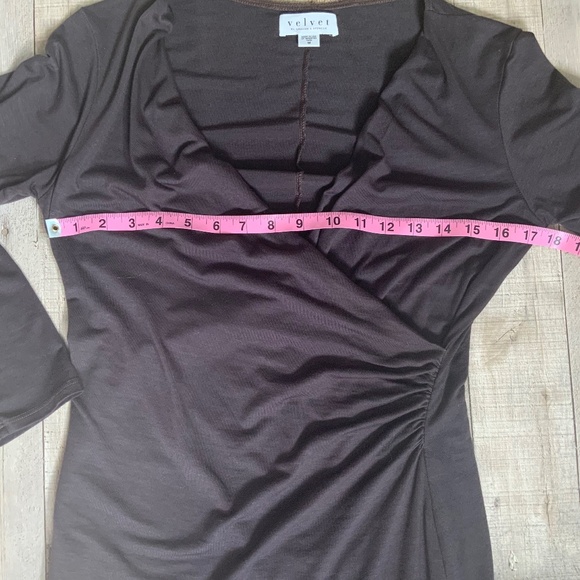 Velvet by Graham and Spencer Plum Grey Front Wrap Jersey Bodycon Sheath Dress M - Picture 12 of 13